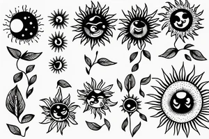 Small sun delicate tattoo idea
