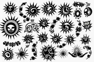 Small sun delicate tattoo idea