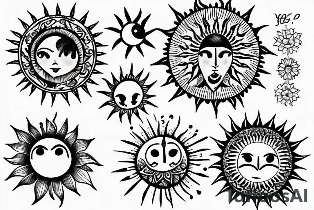 Small sun delicate tattoo idea