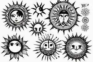 Small sun delicate tattoo idea