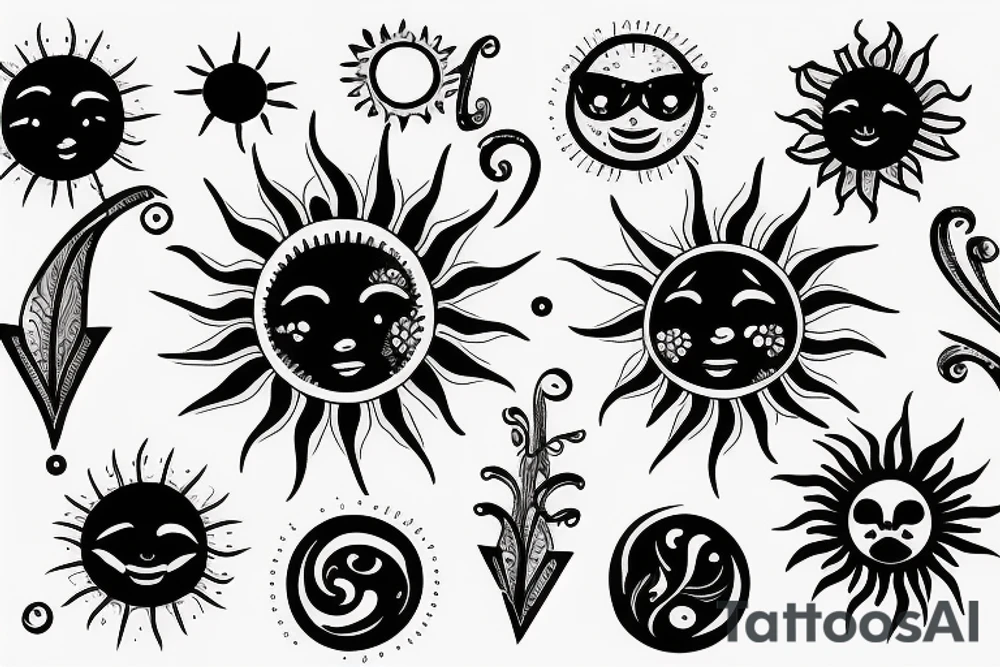 Small sun delicate tattoo idea