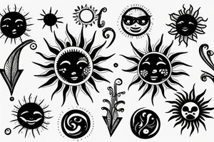 Small sun delicate tattoo idea