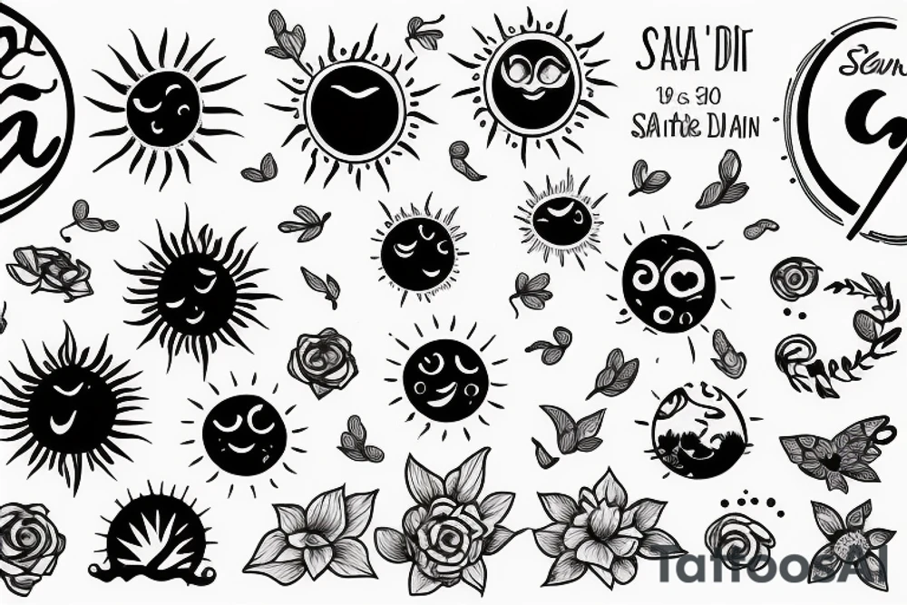Small sun delicate tattoo idea