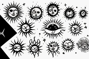 Small sun with ocean inside tattoo idea