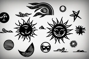 Small sun with ocean inside tattoo idea