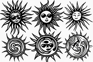 Small sun with ocean inside tattoo idea