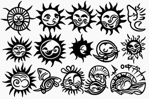 Small sun with ocean inside tattoo idea