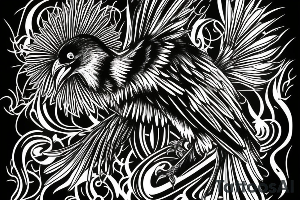 Black raven with glowing yellow eyes tattoo idea