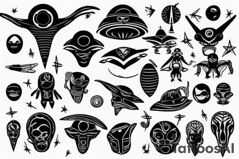 UFO and alien tattoo idea