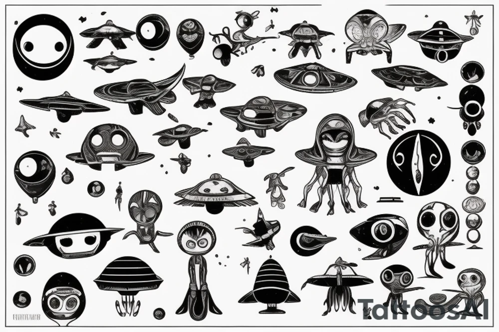 UFO and alien tattoo idea
