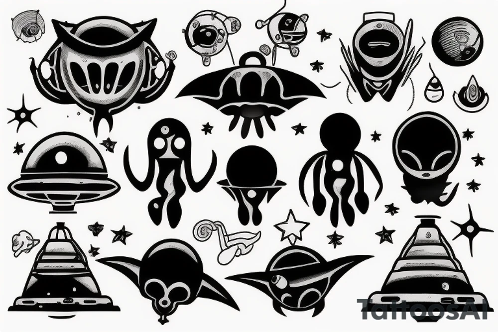 UFO and alien tattoo idea