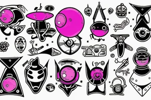Pink UFO and alien tattoo idea