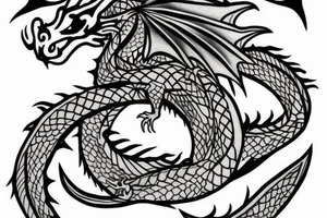 dragon with lotus flowers around it tattoo idea