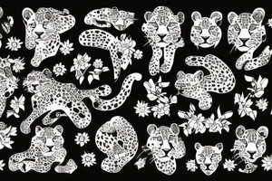 Leopard with flowers on back tattoo idea