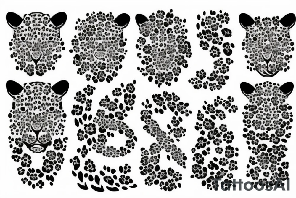 Leopard with flowers on back tattoo idea