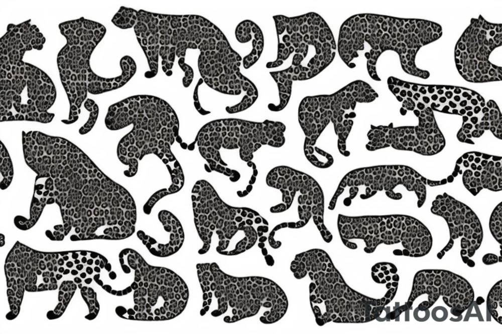Leopard with flowers on her back tattoo idea