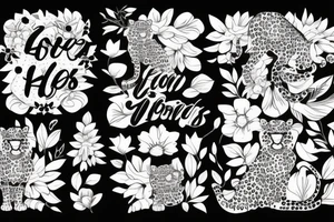 Leopard with flowers on her back tattoo idea