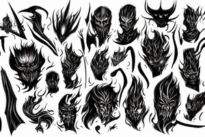 tall and menacing beings who can shroud themselves in fire, darkness, and shadow. They are armed with fiery whips tattoo idea