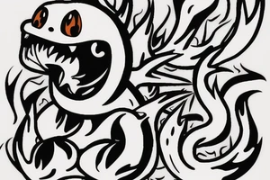 charmander from pokemon but evil and dark flames tattoo idea