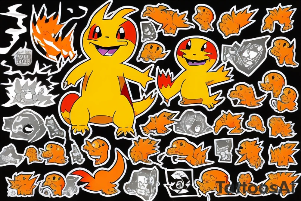 charmander from pokemon touched by darkness tattoo idea