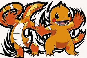 charmander from pokemon touched by darkness tattoo idea