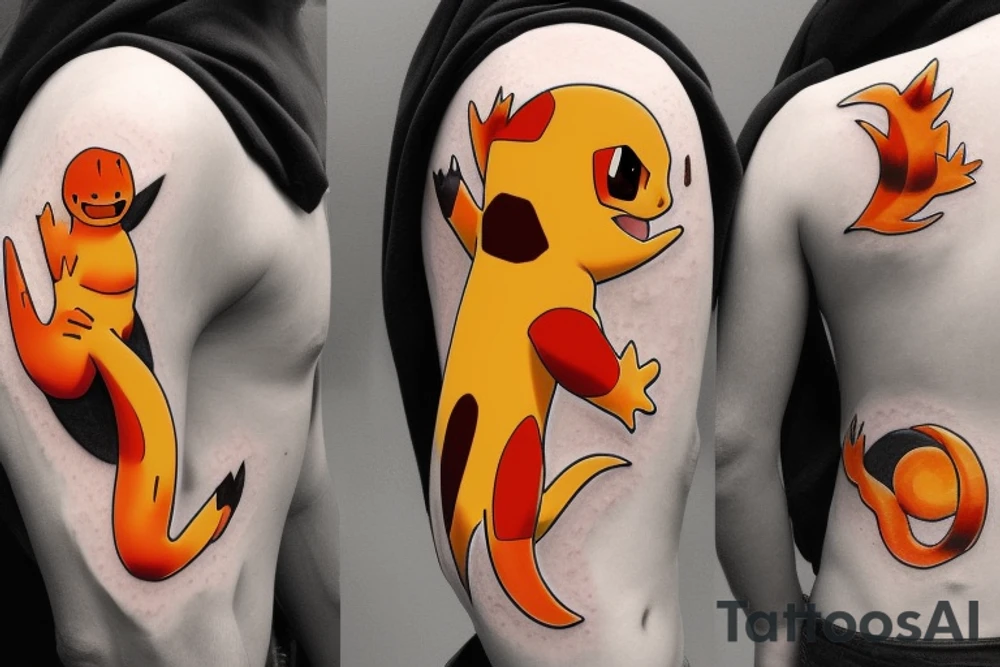 charmander from pokemon touched by darkness tattoo idea