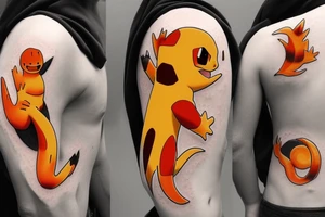 charmander from pokemon touched by darkness tattoo idea