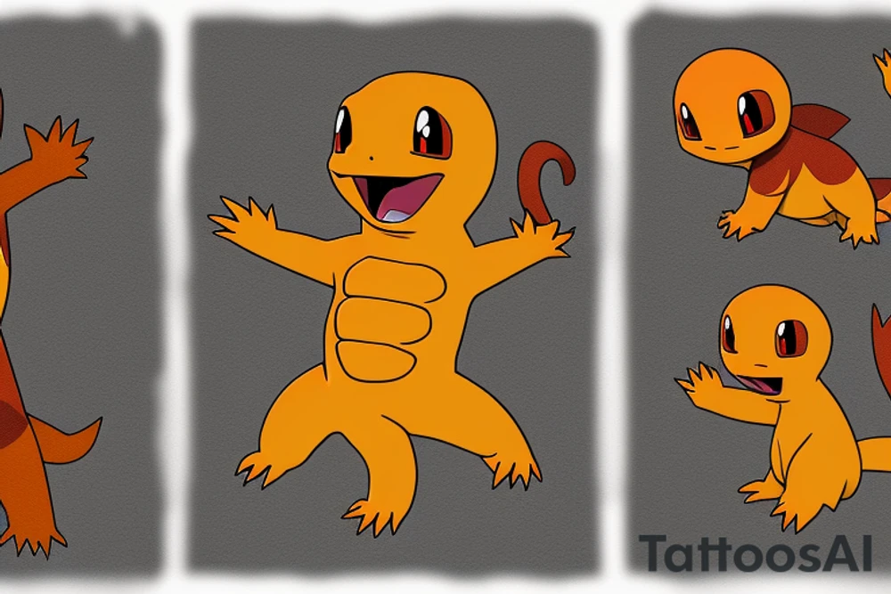 charmander from pokemon touched by darkness tattoo idea