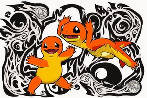 charmander from pokemon touched by darkness tattoo idea