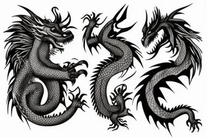 Dragon like animal with thick scales and shadow mane tattoo idea