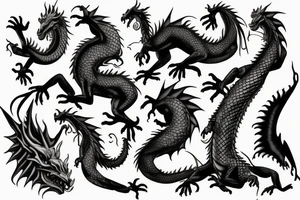 Dragon like animal with thick scales and shadow mane tattoo idea