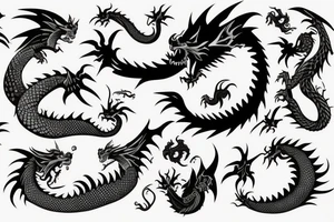 Dragon like animal with thick scales and shadow mane tattoo idea