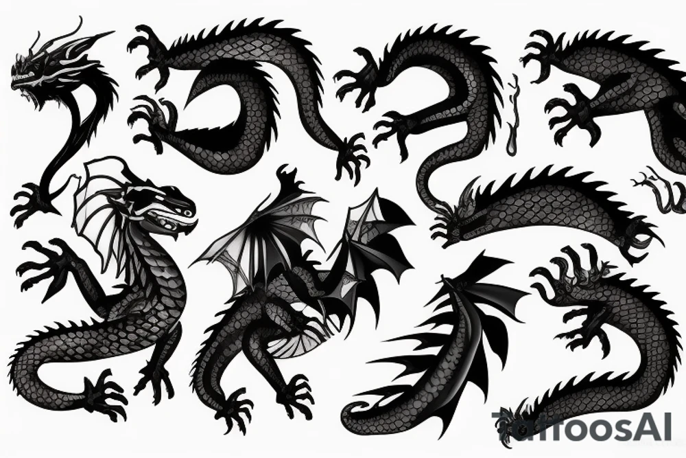 Dragon like animal with thick scales and shadow mane tattoo idea