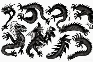 Dragon like animal with thick scales and shadow mane tattoo idea