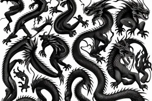 Dragon like animal with thick scales and shadow mane tattoo idea