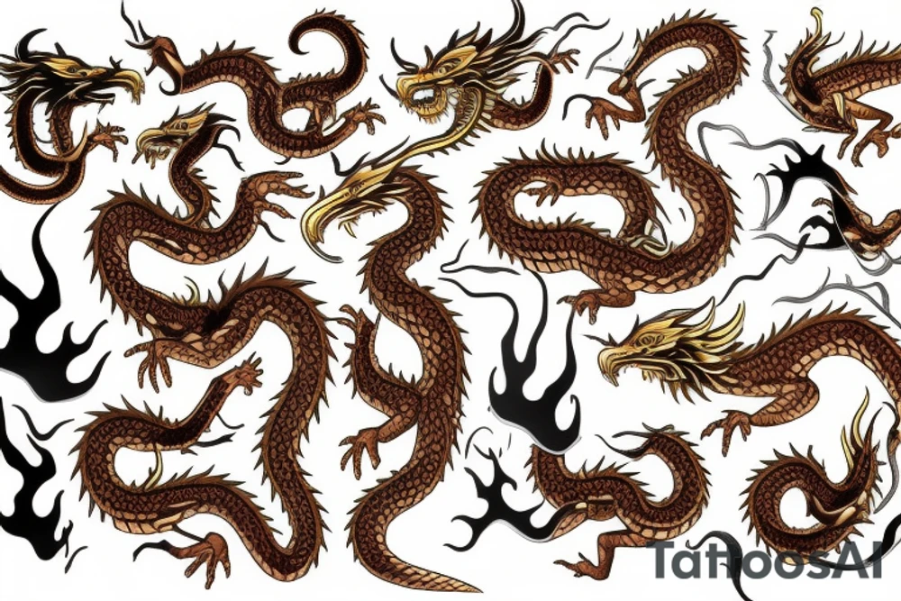 Golden dragon tattoo idea