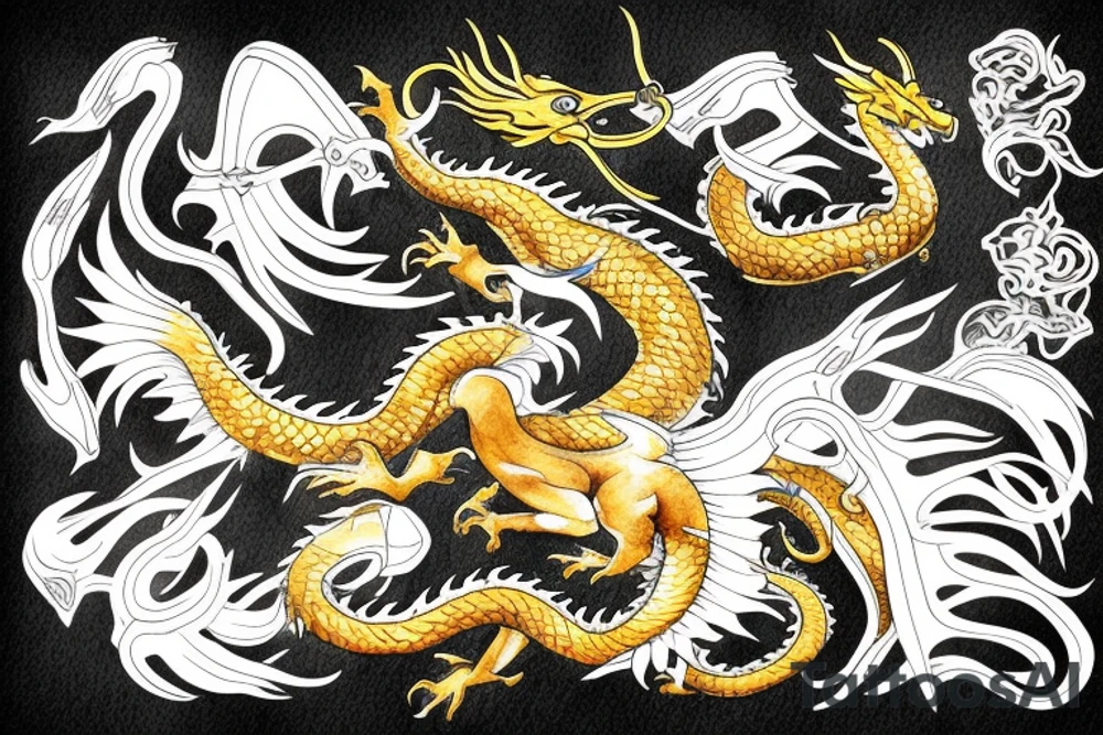 Golden dragon tattoo idea