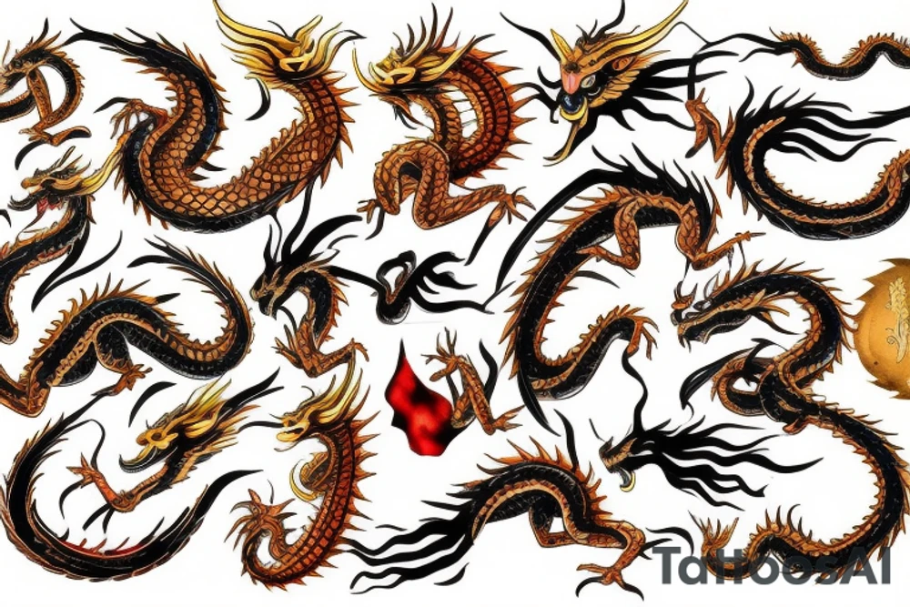 Golden dragon tattoo idea