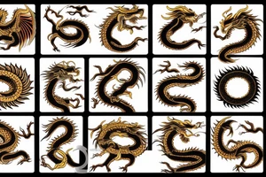 Long golden dragon tattoo idea