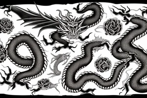 Long golden dragon tattoo idea