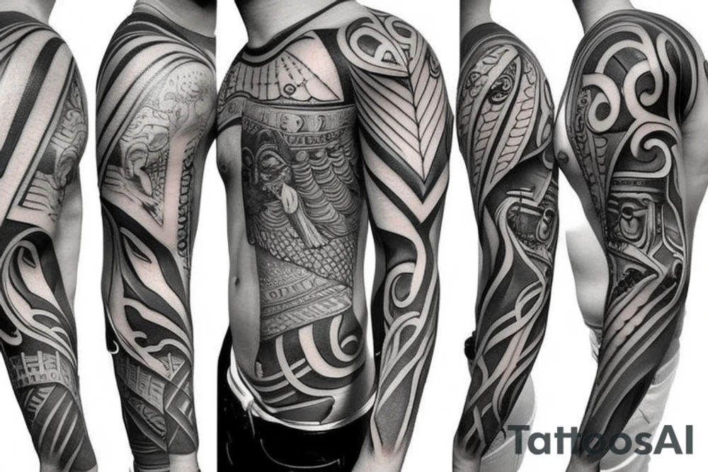Greek god sleeve tattoo idea
