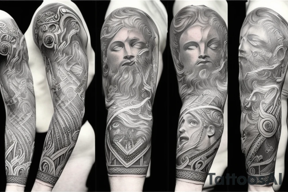 Greek god sleeve tattoo idea