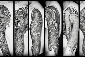 Golden dragon sleeve tattoo idea