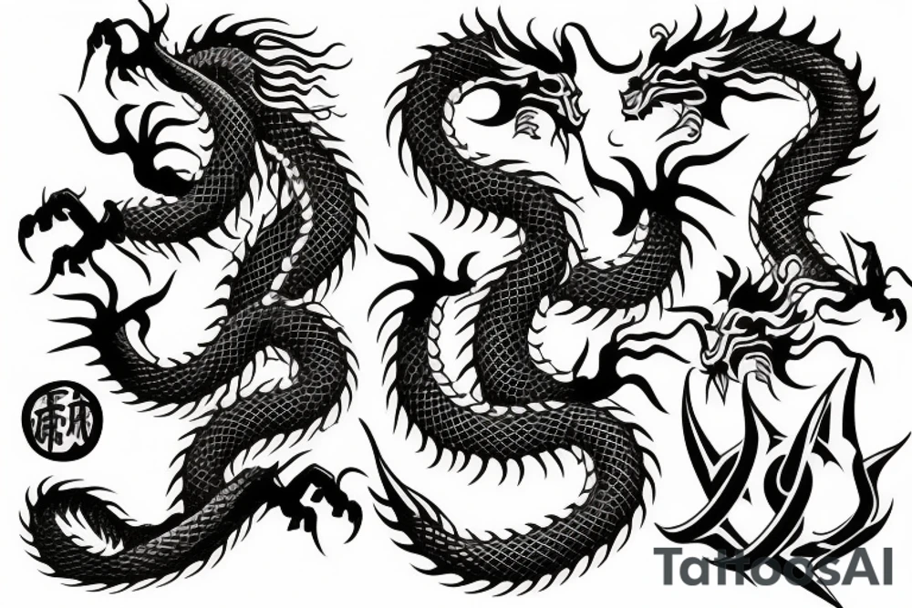 Golden dragon sleeve tattoo idea