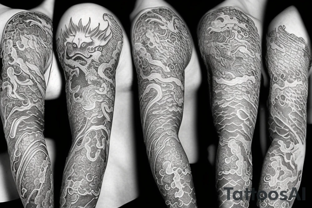 Golden dragon sleeve tattoo idea