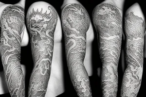 Golden dragon sleeve tattoo idea