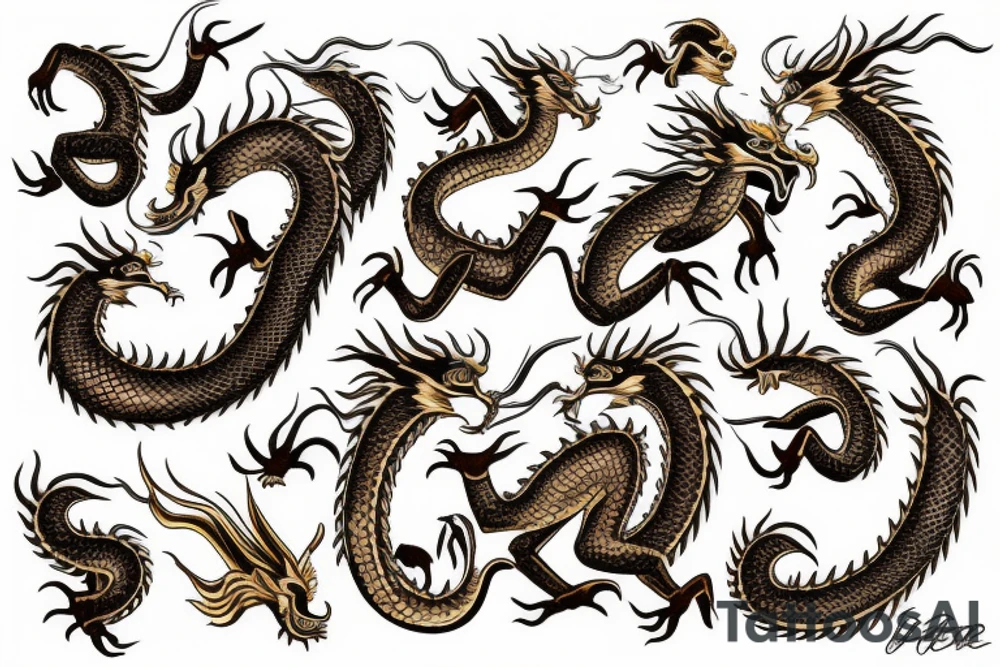 Golden dragon sleeve tattoo idea