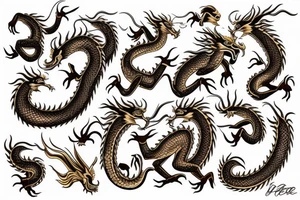 Golden dragon sleeve tattoo idea