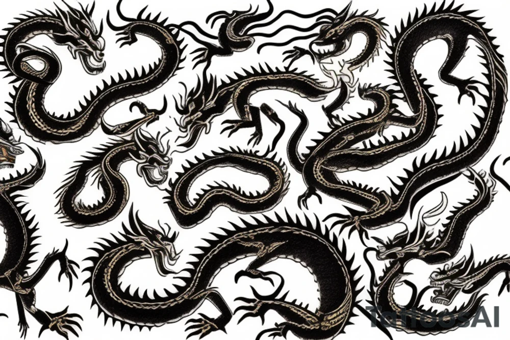 Golden dragon sleeve tattoo idea