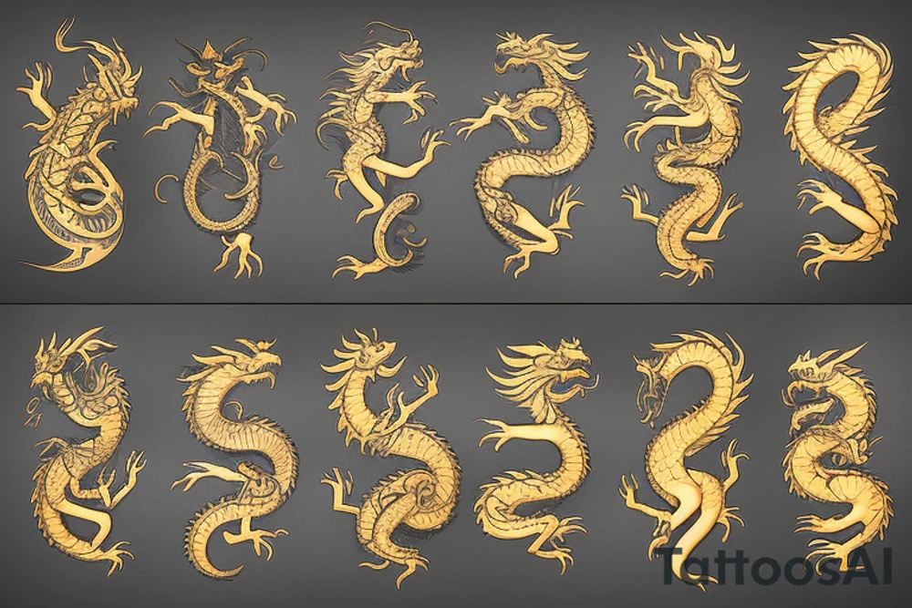 Golden dragon sleeve tattoo idea
